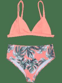 Off Palm Leaf Plus Size Bikini In Pink Zaful