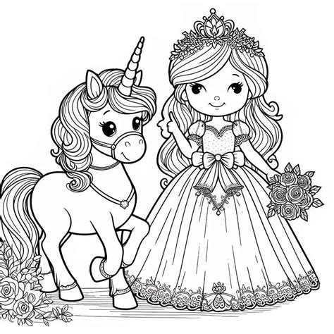 Prinzessin Und Einhorn Ausmalbild SuperAusmalbilder Ch