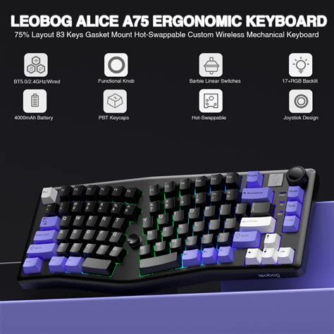 LEOBOG Alice A Ergonomic Keyboard Key Wired G BT RGB Hot Swap With Knob MAO PBT Two