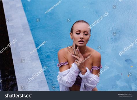 Portrait Beautiful Caucasian Woman Bikini White Stock Photo 1800356272 Shutterstock