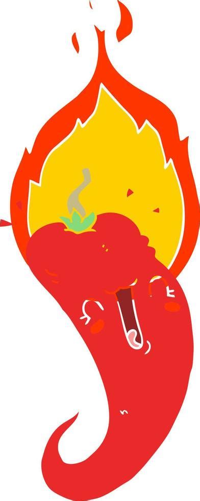 Flat Color Style Cartoon Flaming Hot Chili Pepper Vector Art At Vecteezy