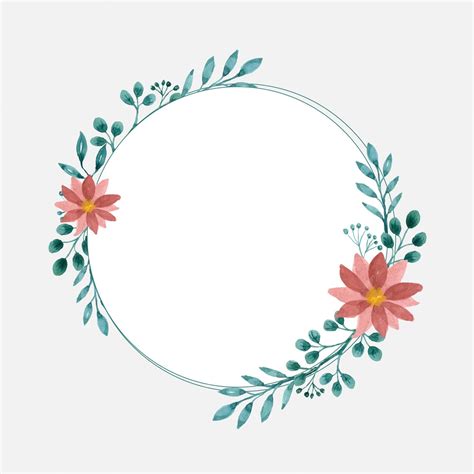 Marco Floral Verde Dibujado A Mano De Acuarela Con Un Círculo Verde