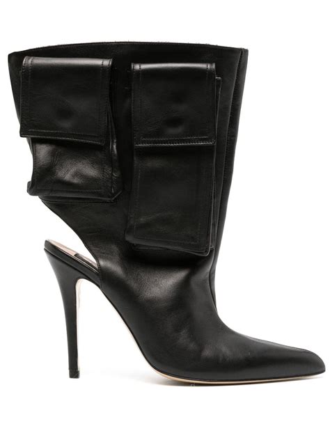 Natasha Zinko 125mm Cargo Cut Out Ankle Boots In Black Modesens