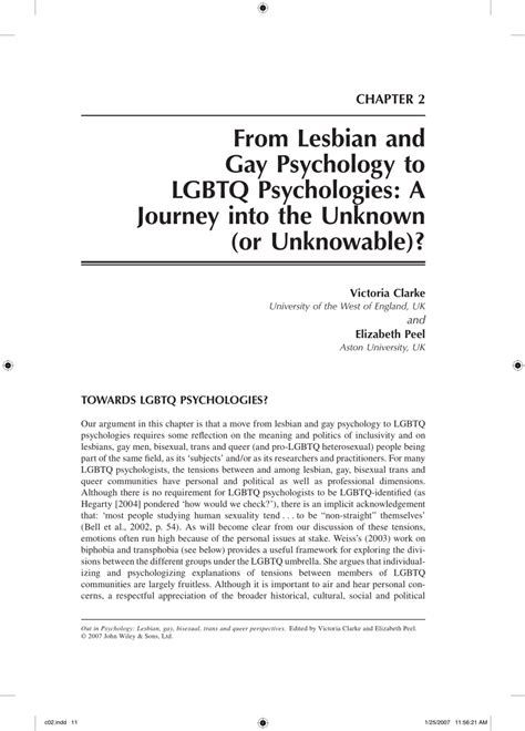 PDF From Lesbian And Gay Psychology To LGBTQ Psychologies A Journey Into The Unknown Or