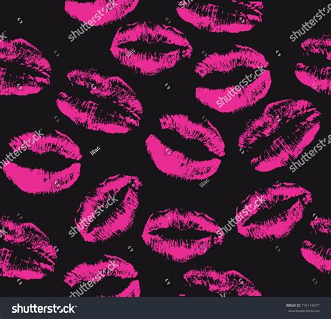 Vector Illustration Lipstick Kisses Seamless Background เวกเตอร์สต็อก ปลอดค่าลิขสิทธิ์