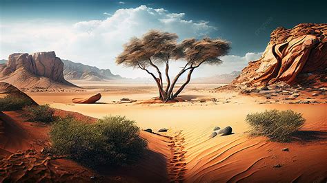 Desert Sand Tree Background Desert Background Dune Background Image