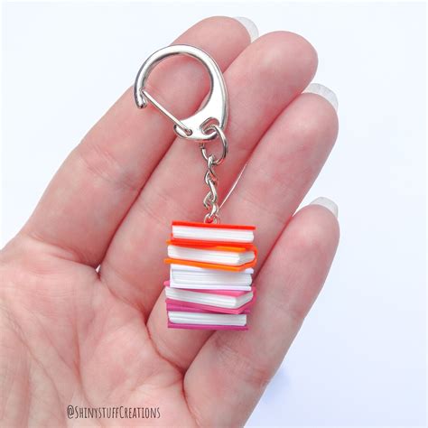 Subtle Lesbian Pride Sunset Flag Keychain Stacked Books LGBTQ Etsy