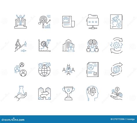 Economic Evolution Line Icons Collection Progress Advancement