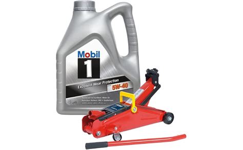 Mobil 1 FS X1 5W-40 Motor Oil, 10000 km - 4 Liters with Car Jack, 1 Ton ...
