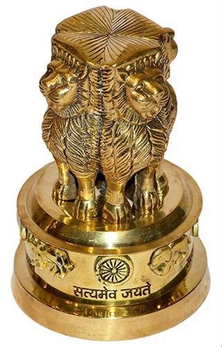 Shubh Sanket Vastu Brass Ashok Pillar Indian Emblem Four Lions Satyamev