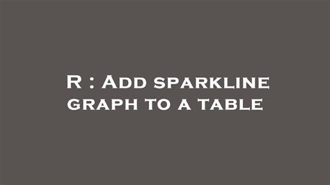 R Add Sparkline Graph To A Table Youtube