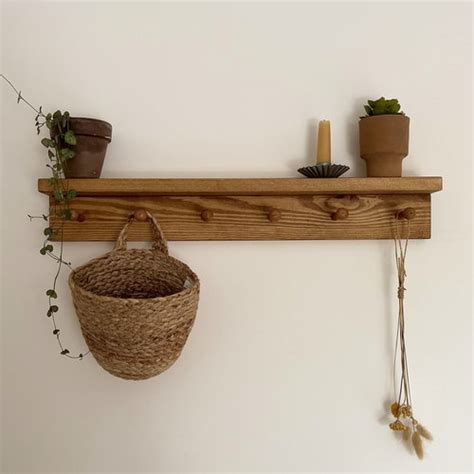 Shaker Peg Shelf Made From Solid Wood Peg Rail Peg Shelf Etsy Uk