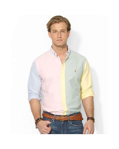 Polo Ralph Lauren Polo Classicfit Colorblocked Oxford Shirt In Pink For