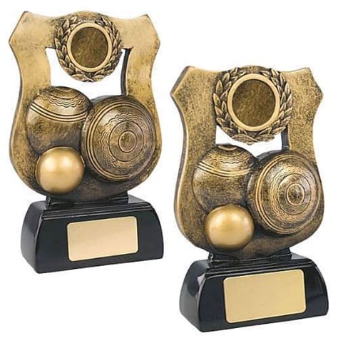 Antique Gold Lawn Bowls Shield Trophy Personalised County Engraving