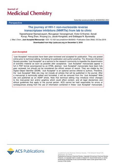 (PDF) The Journey of HIV-1 Non-Nucleoside Reverse Transcriptase ...