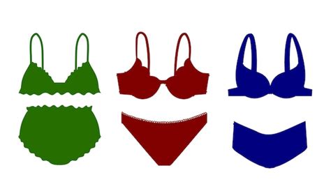 Damenunterhose Bikini Bh Dessous Badeanzug Silhouette Premium Vektor