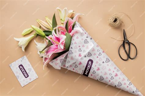 Макет упаковки букета цветов | Премиум PSD Файл