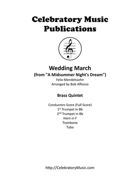 Wedding March Arr Bob Affonso Sheet Music Felix Mendelssohn