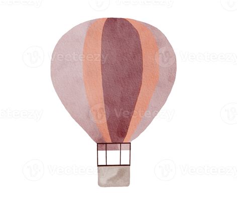 Pink Watercolor Hot Air Balloon Illustration Png