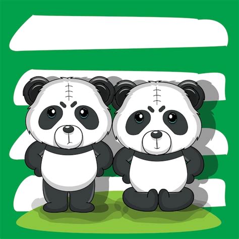 Free Vector Two Pandas Are Emotional