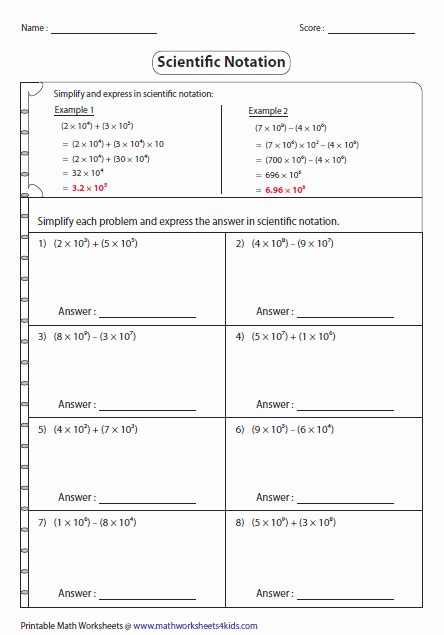 Standard To Scientific Notation Worksheet