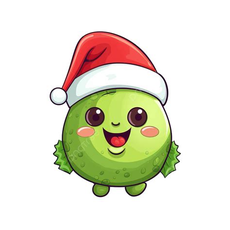 Cute Cartoon Mascot Character Avocado Santa Claus Character Christmas