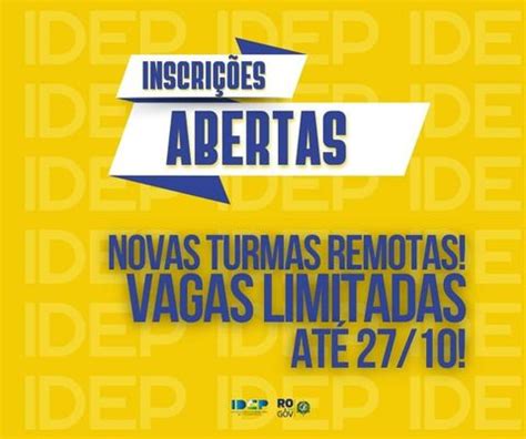 IDEP Abre Inscrições para CURSOS REMOTOS em Porto Velho Temos Vagas PVH