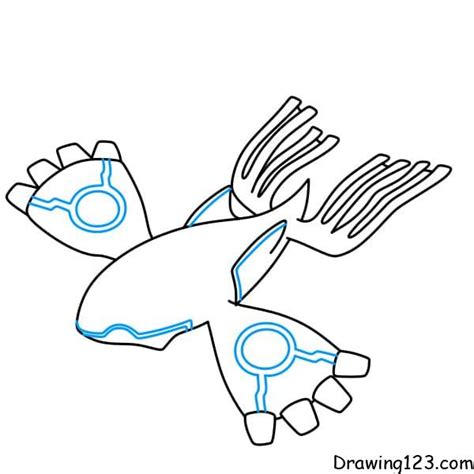 Langkah 5 Gambar Lebih Banyak Garis Pada Tubuh Pokemon Kyogre Dengan