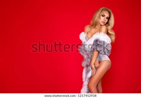 Sexy Naked Blonde Model Wearing Christmas Stock Photo 1257452938 Shutterstock