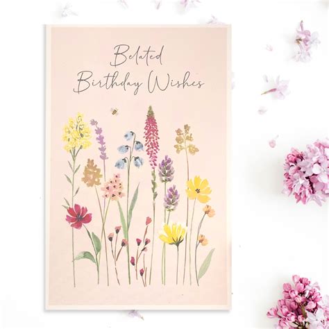 Belated Birthday Card Wild Flowers The Celebration Store