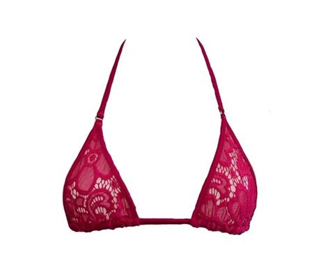 Sheer Lace Sunset Fuchsia Micro Bikini Top String Swimwear Etsy Uk