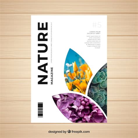 Free Vector Nature Magazine Cover Template With Photo