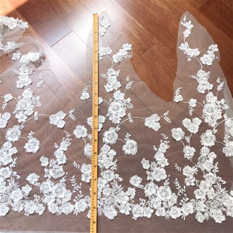 D Perler Applikation Blonde Stof Hvid Brudekjole Grandado