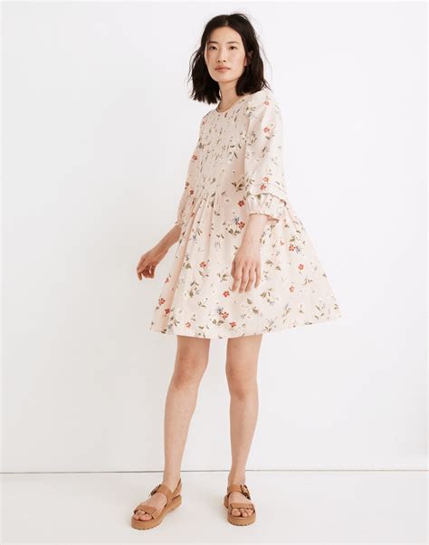 Mw Pintuck Puff Sleeve Mini Dress In Seaside Floral Editorialist