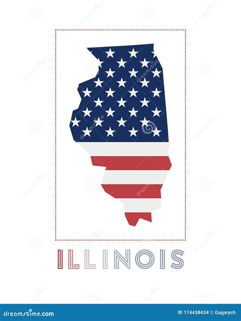 Illinois Logo. Map of Illinois with Us State Name. Stock Vector