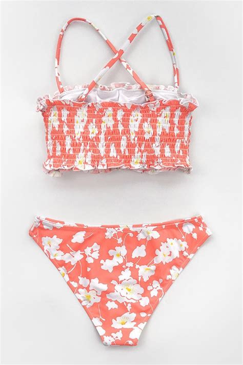 Floral Smocked Bandeau Bikini