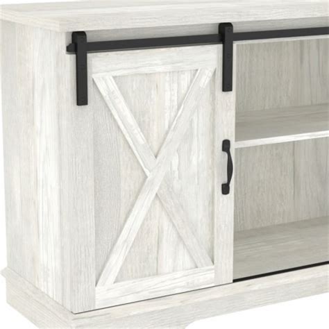 58 Modern Farmhouse Wood TV Stand with Sliding Barn Doors - Stone Grey, 1 - Food 4 Less