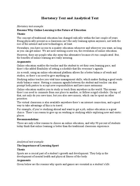 Hortatory Text Pdf Distance Education Educational Technology