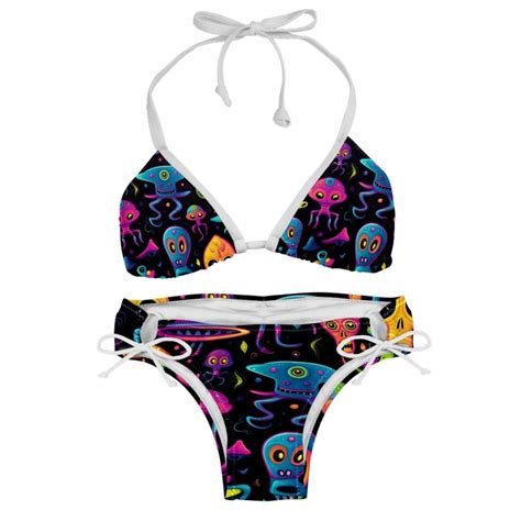 Alien Detachable Sponge Adjustable Strap Bikini Set Two Pack Ideal For Beach And Pool Parties