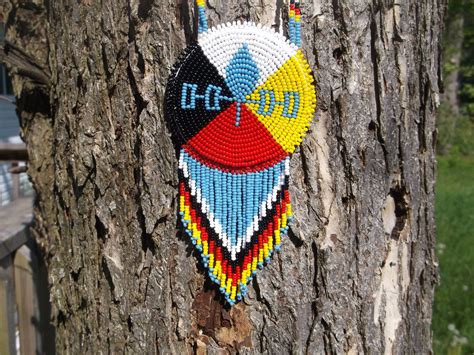 Iroquois Confederacy Necklace Native American Beadwork Medicine Wheel Necklace Unique By Deanco