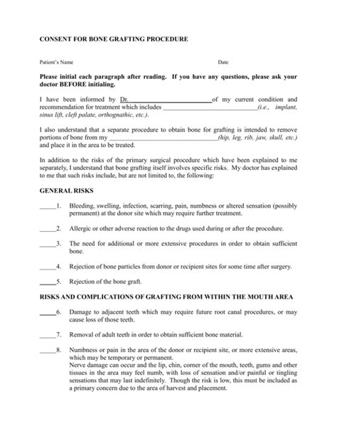 Bone Graft Consent Form