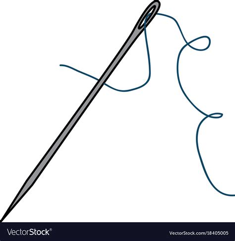 Sewing needle with thread Royalty Free Vector Image