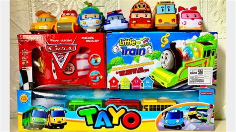 Unboxing Mobil Robocar Poli Mobil Lighining Mcqueen Bus Tayo Kereta