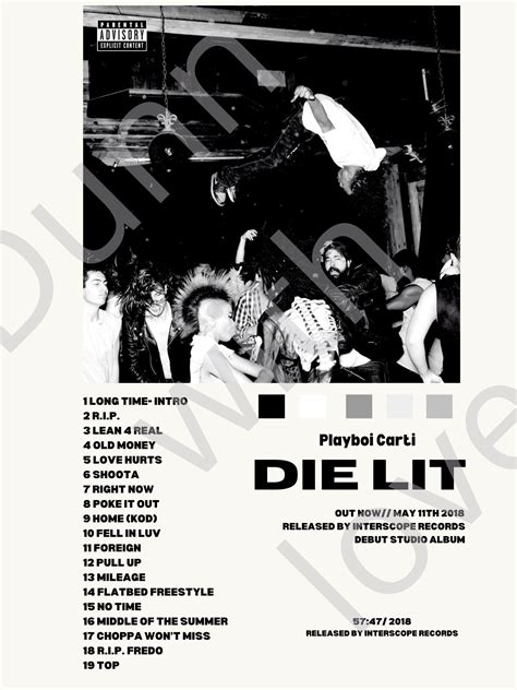 Die Lit Playboi Carti Album Cover Poster Etsy Israel