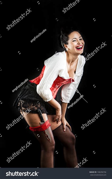 Sexy Brunette Red Corset Red Heels Stock Photo 108296756 Shutterstock