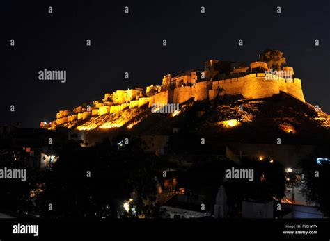 beauty  jaisalmer fort  flood lights  night  built