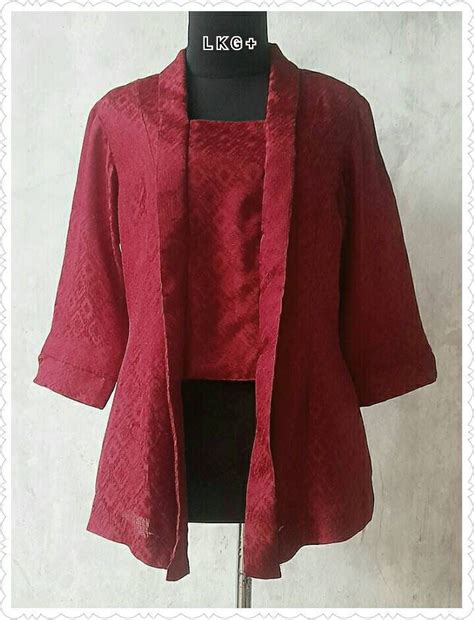 Red Dobby Indonesia Kebayaus Size M Javanese Traditional Blouse
