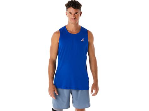 Silver Singlet Men Asics Blue Men Tops Asics Thailand