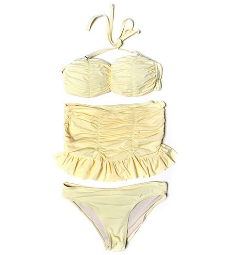 Yubsshop Ruched Bandeau Bikini KSTYLICK Latest Korean Fashion K Pop Styles Fashion Blog