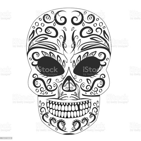 Ornate Skull Style Zentangl Doodle Print Vector Illustration Stock